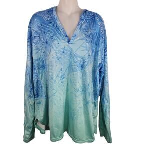 Realtree Fishing Women’s Hoodie Shirt 2X Lightweight Pullover Ombre Floral Blue